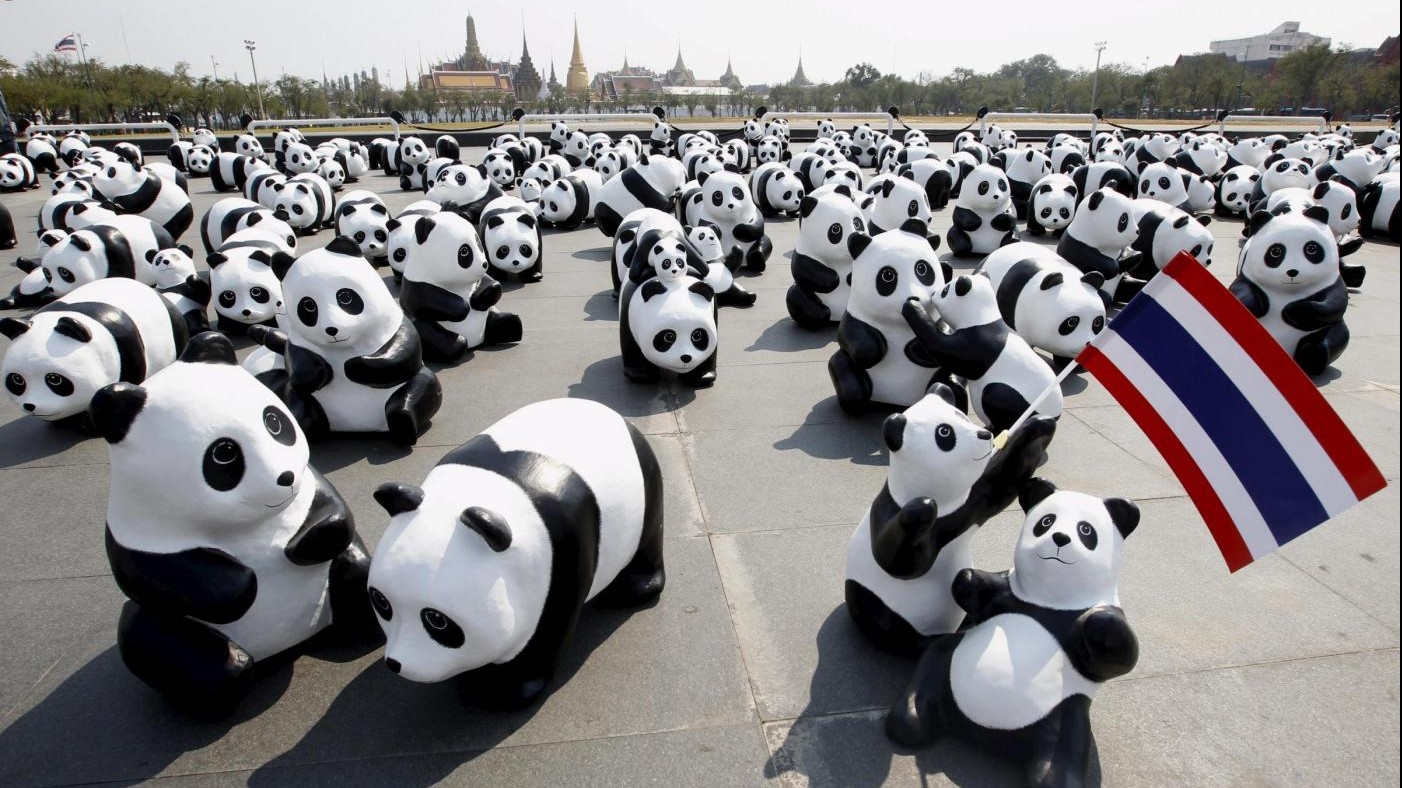 Panda in piazza a Bangkok, l’installazione dell’artista francese Paulo Grangeon