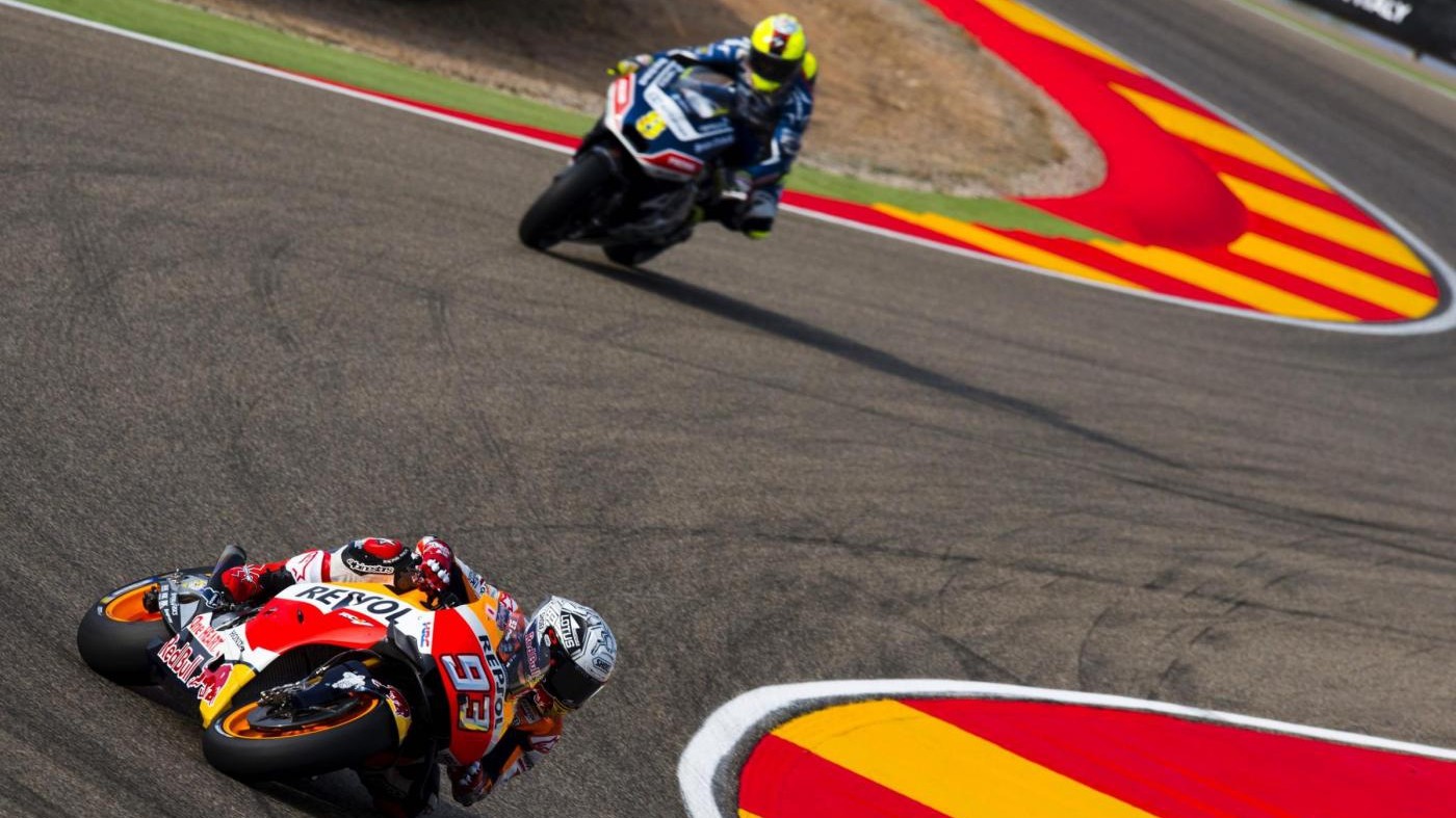 MotoGp, Aragon: Marquez il più veloce in terze libere, Rossi 9°