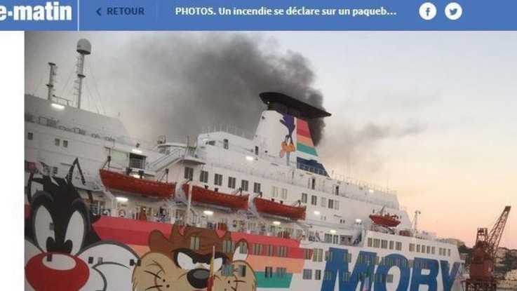 Francia, incendio a bordo di nave Moby Lines in porto Nizza