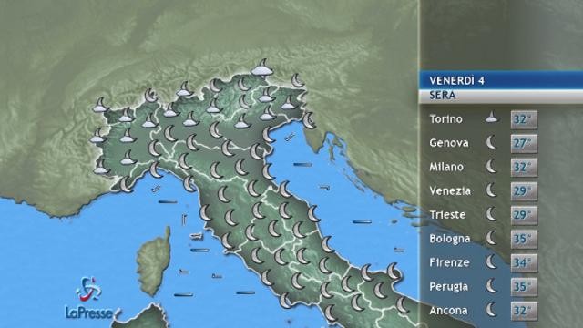 Le previsioni meteo di venerdì 4 agosto