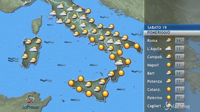 METEO PER SABATO 19 AGOSTO