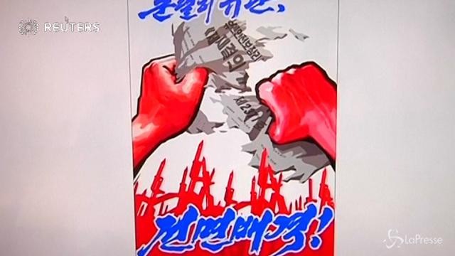 Nord Corea, i manifesti che condannano le sanzioni Onu