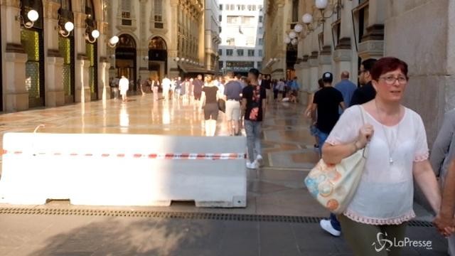 Milano, blocchi di cemento per proteggere la Galleria Vittorio Emanuele II