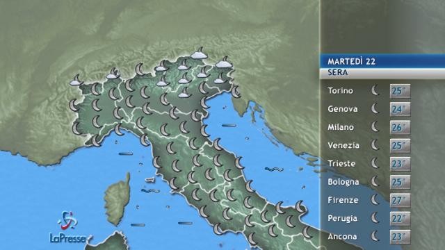 METEO PER MARTEDI’ 22 AGOSTO