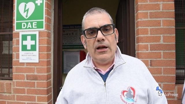 Marcello Segre, il Presidente di Piemonte Cuore Onlus al Campo Oxilia per la consegna del defibrillatore