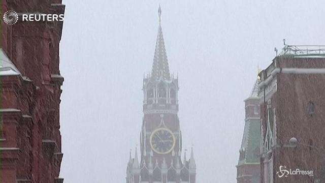 In Russia è tornato l’inverno, Piazza Rossa imbiancata