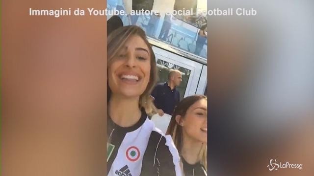 VIDEO È gioia Juve, Valentina Allegri canta sugli spalti
