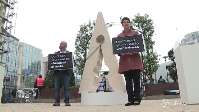 VIDEO Bruxelles, proteste contro i crimini di guerra in Siria