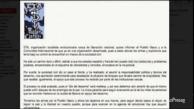 Spagna: l’Eta annuncia il disarmo