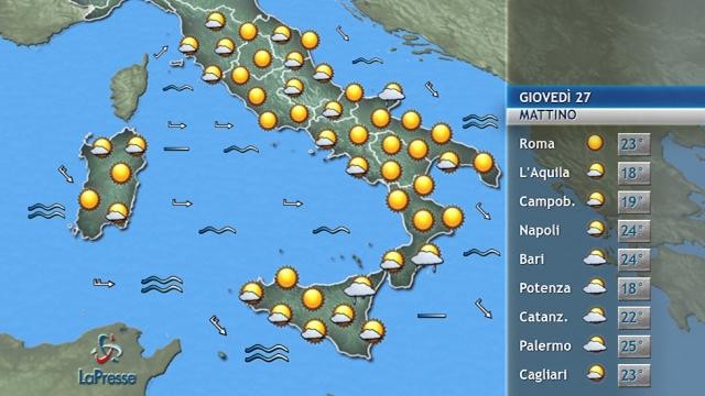 Meteo, arriva la pioggia al Sud: le previsioni del 27 luglio