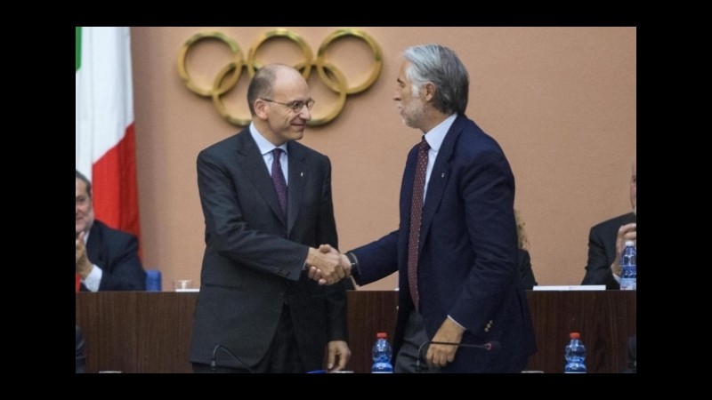 Olimpiadi 2024, Letta promuove la candidatura italiana: in quota Roma è a 1,60