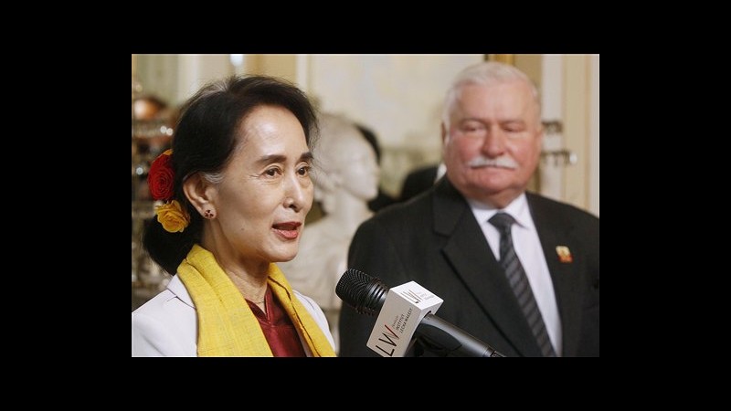 Polonia, Aung San Suu Kyi incontra fondatore Solidarnosc Lech Walesa