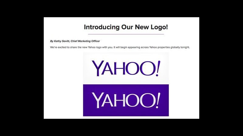 Yahoo cambia logo per la prima volta e lo presenta sul web