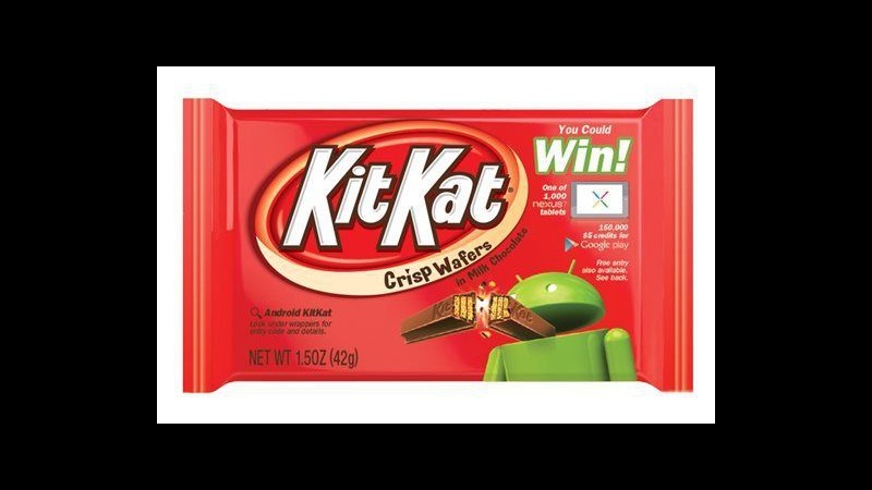 Google: Nuova versione Android si chiamerà Kit Kat in onore a barretta