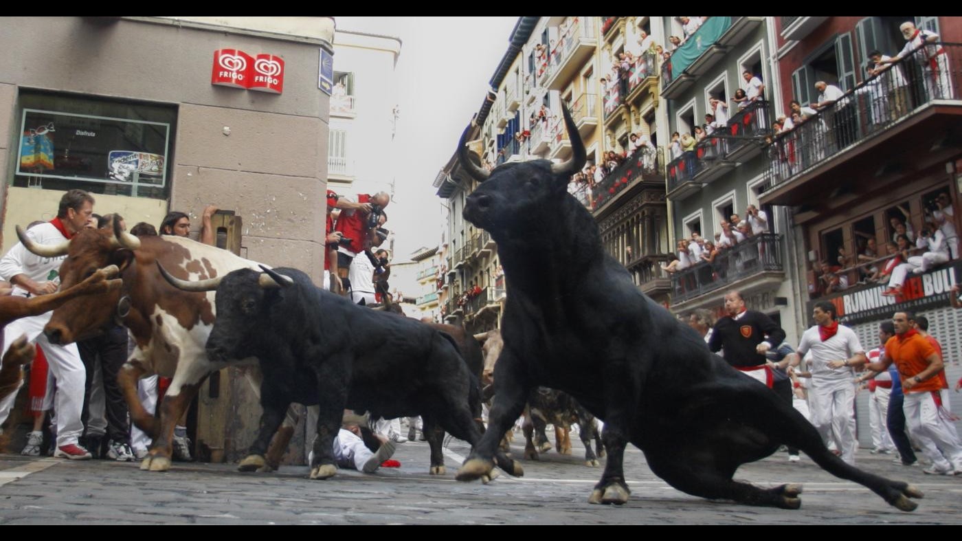 Spagna, 10 feriti in 4° giorno corsa tori a Pamplona, nessun incornato