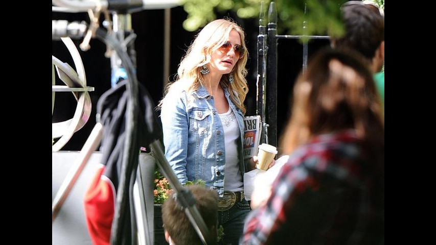 Cameron Diaz e Colin Firth sul set a Londra