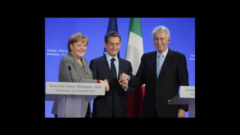 Crisi, vertice Monti-Merkel-Sarkozy prima del Consiglio Ue lunedì