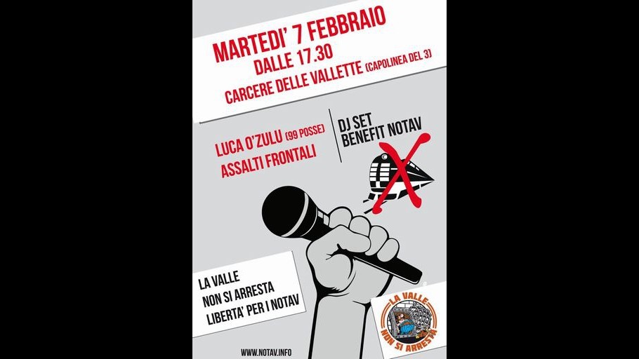 Assalti frontali e 99 Posse in concerto davanti a carcere per i No Tav