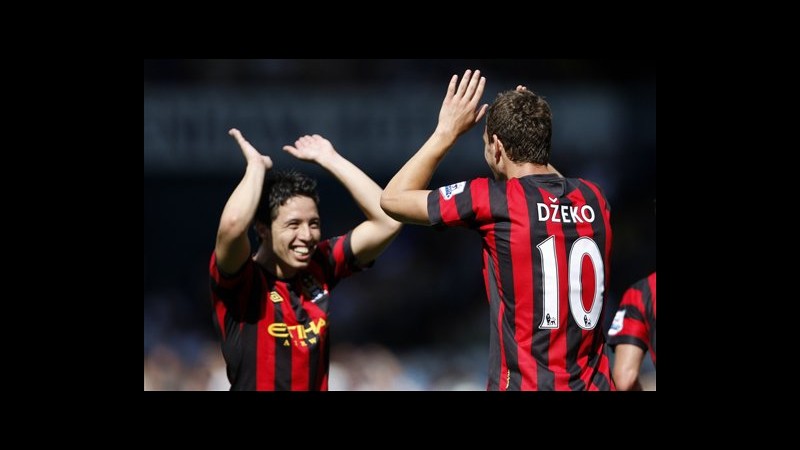 Poker Dzeko, Manchester City travolge Tottenham