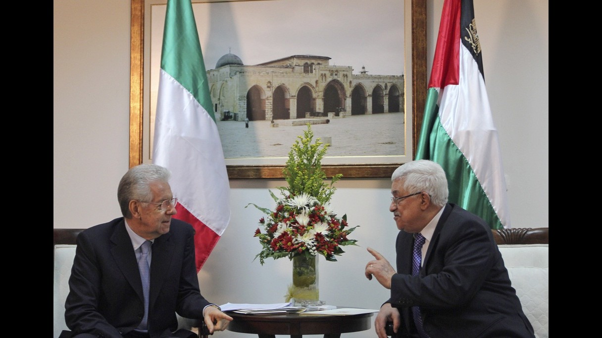 Monti: Lavorare per pace in Palestina