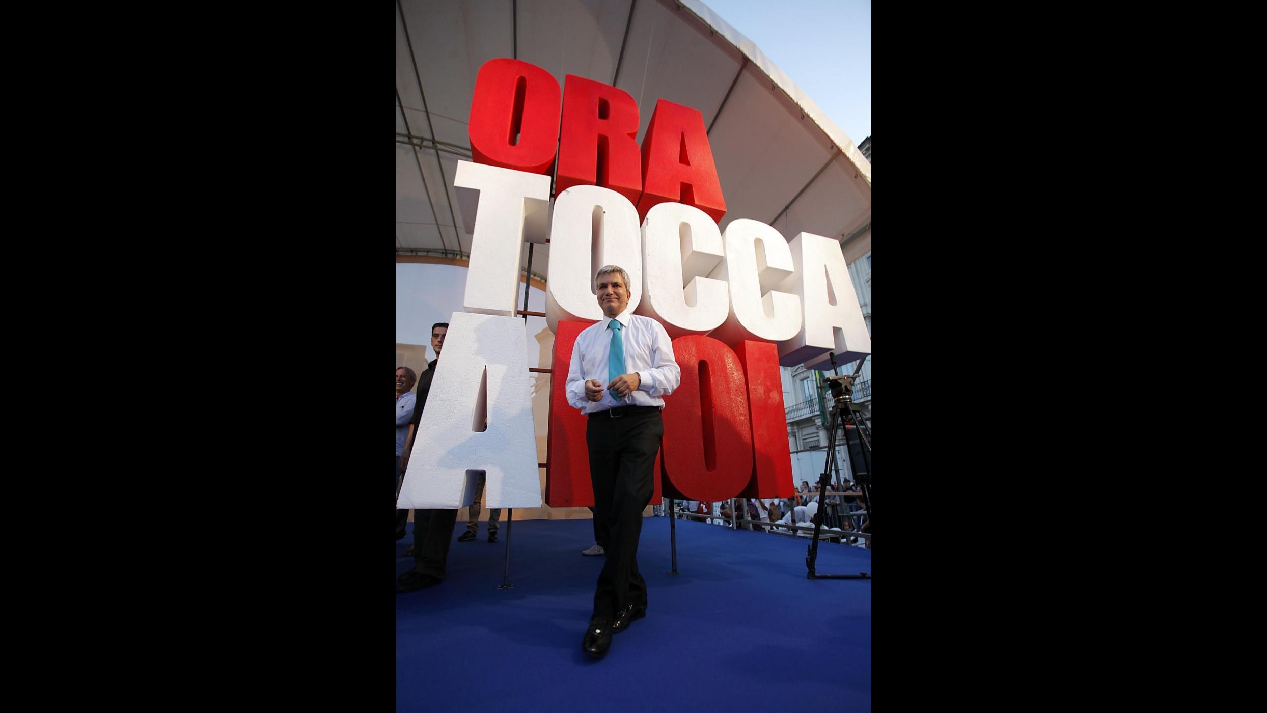 Nichi Vendola e Sel in piazza Navona a Roma contro il governo