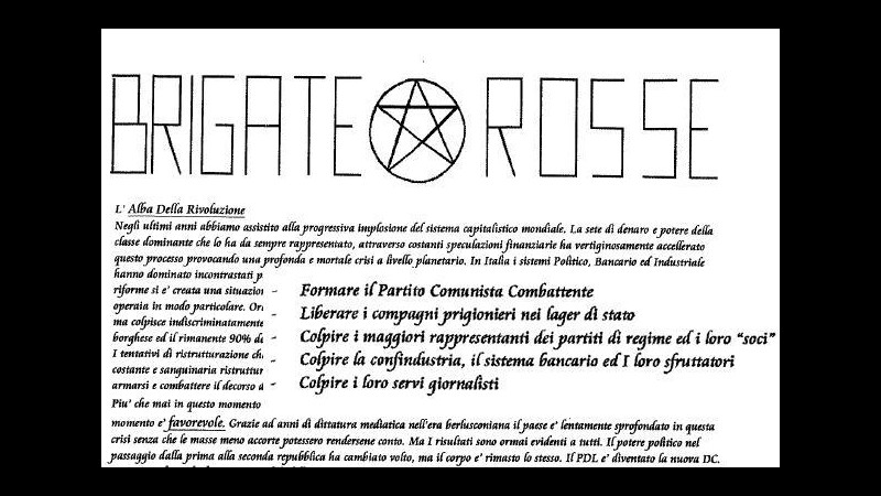 Volantino Br a Giornale: ‘colpire partiti’