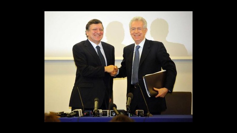 Crisi, Incontro Monti-Barroso questa sera a Bruxelles