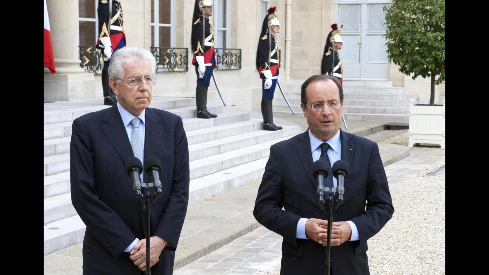 Monti accoglie Hollande a villa Madama