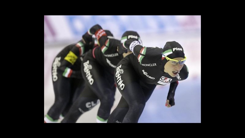 Pattinaggio velocità, CdM: record italiano per le ragazze del Team Pursuit nello Utah