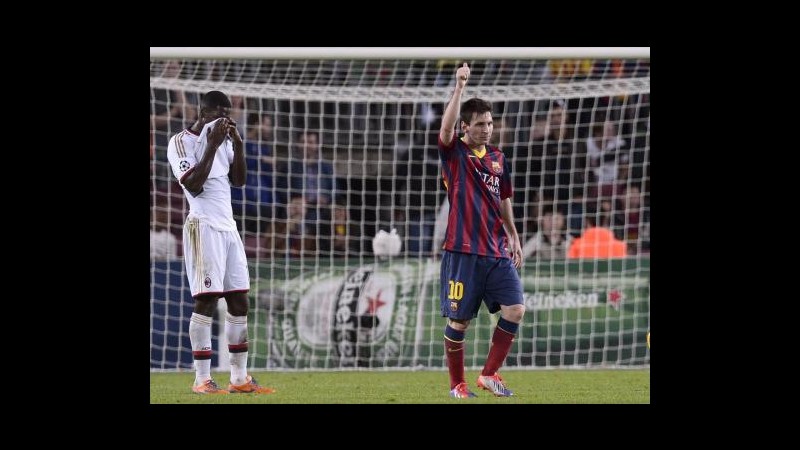 Champions, solito Messi lancia Barcellona: Milan si arrende 3-1, ma resta in corsa