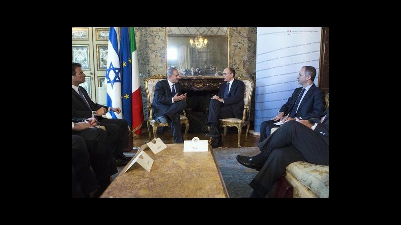 Letta: Uscita da crisi è a portata di mano. Netanyhau: Grande impegno premier italiano