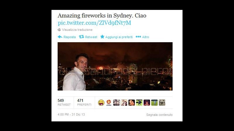 Capodanno, gli auguri di Del Piero da Sydney: Qui è già mezzanotte