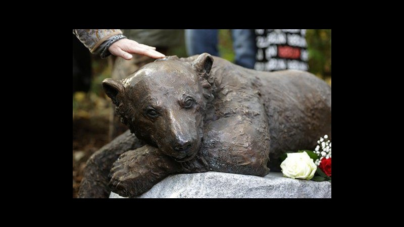 Zoo di Berlino inaugura statua dell’orso Knut: fu idolo dei bambini