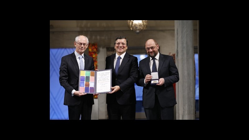 Nobel, consegnato all’Ue il premio per la Pace