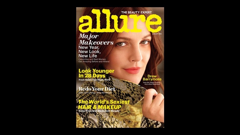 Drew Barrymore cover girl per la rivista ‘Allure’ di gennaio