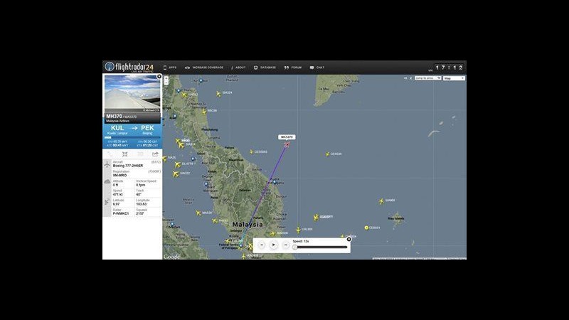 Aereo disperso cambiò rotta, rilevato da radar a nord Stretto Malacca