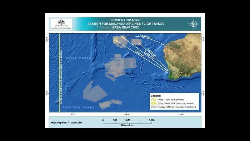 Aereo disperso, Australia: Fiduciosi che segnali siano di scatole nere