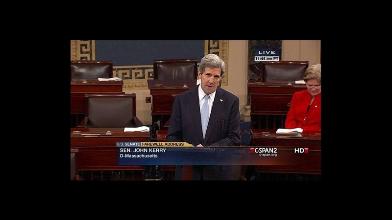 Usa, Kerry saluta colleghi al Senato: Chiudo un capitolo, non è l’ultimo
