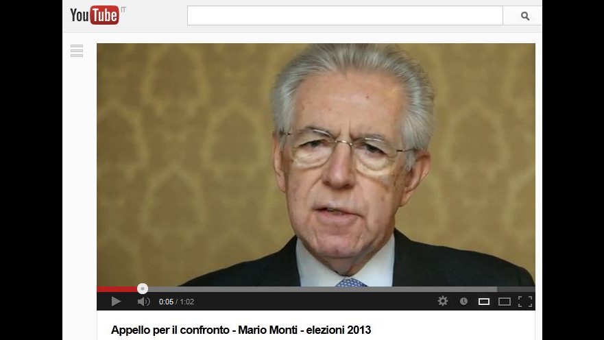 Elezioni, appello Monti su YouTube a Bersani e al Cav:Ora confronto tv