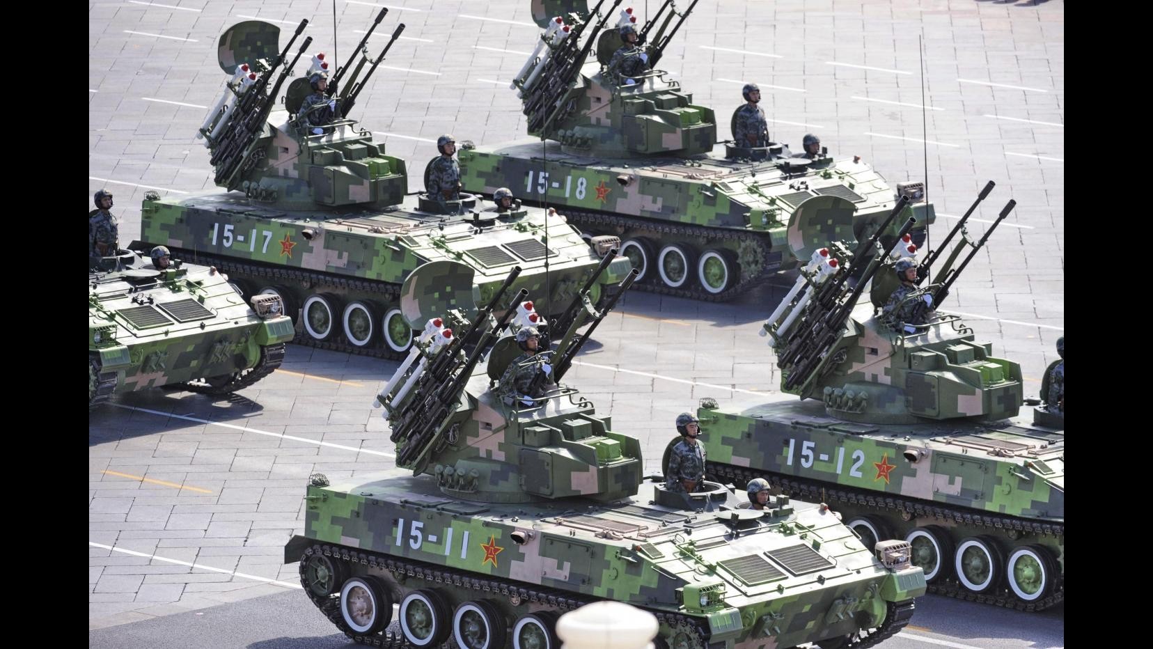 Cina, produzione di armi dal 2008 è aumentata del 162%: è 5° al mondo