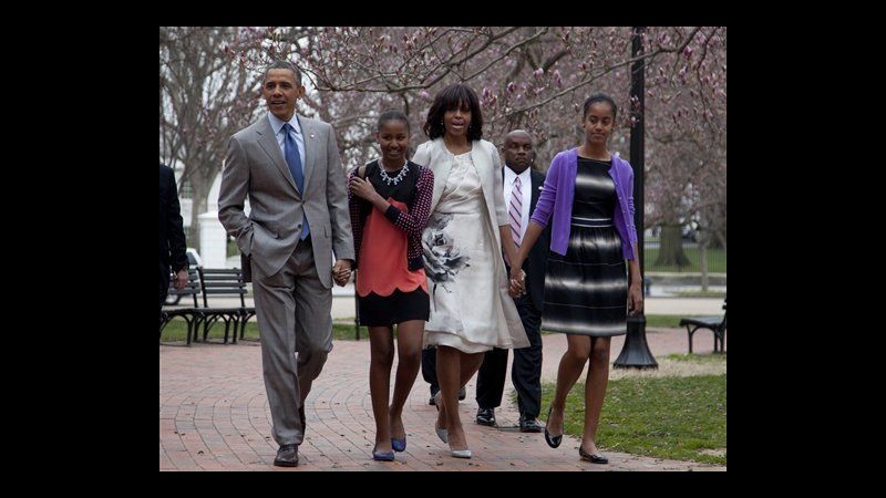 Usa, Barack Obama va alla messa di Pasqua con la famiglia