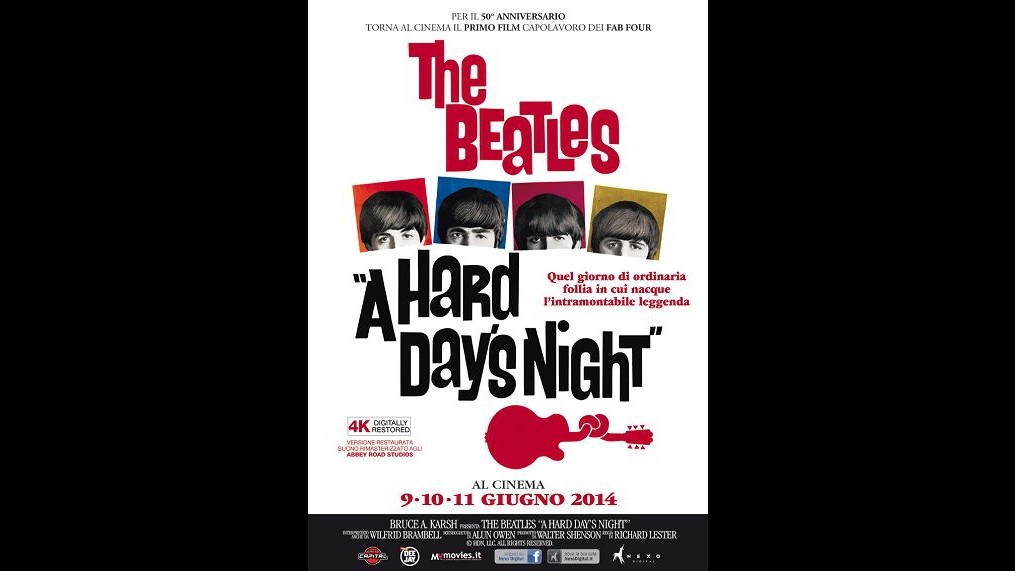 Cinema, in sala 9-11 giugno ‘A Hard Day’s Night’ dei Beatles