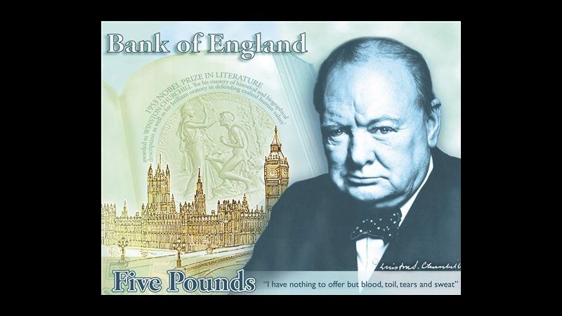 Regno Unito, Churchill dal 2016 su nuove banconote da 5 sterline