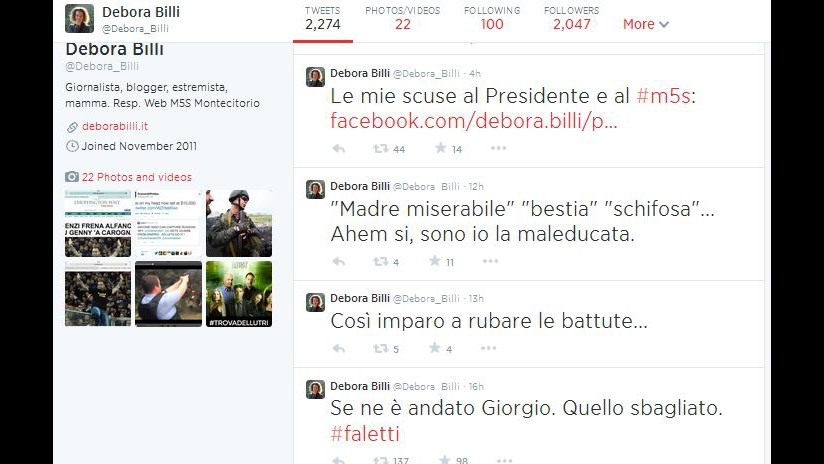 Debora Billi del M5S si scusa per battuta su morte Napolitano