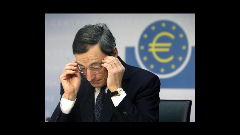 Draghi sposta in avanti la ripresa, Bce lima Pil 2013 al -0,6%