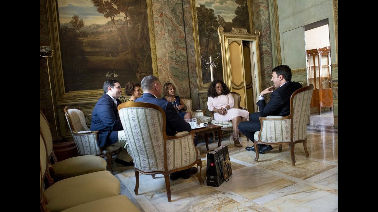 Matteo Renzi incontra Oprah Winfrey a Palazzo Chigi