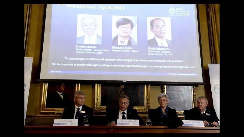 Nobel Fisica a Isamu Akasaki, Hiroshi Amano e Shuji Nakamura per il led blu