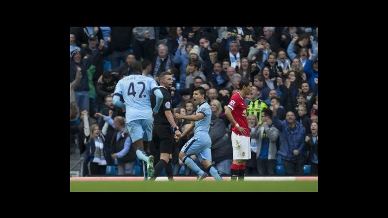 Premier League, City vince derby Manchester: Aguero affossa lo United 1-0