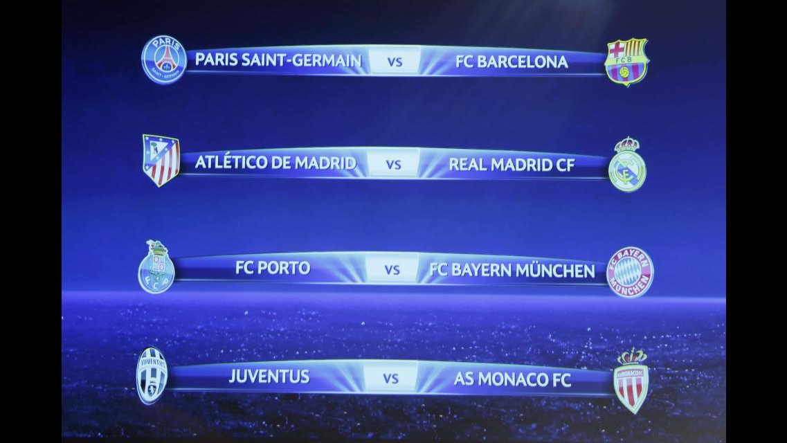 Champions, Juve nei quarti contro il Monaco. Derby Madrid e Ibra contro Messi