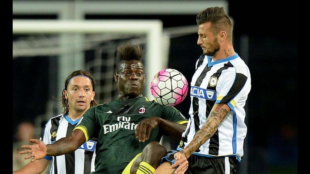 Serie A: Udinese-Milan 2-3 nell’anticipo, Balotelli in gol